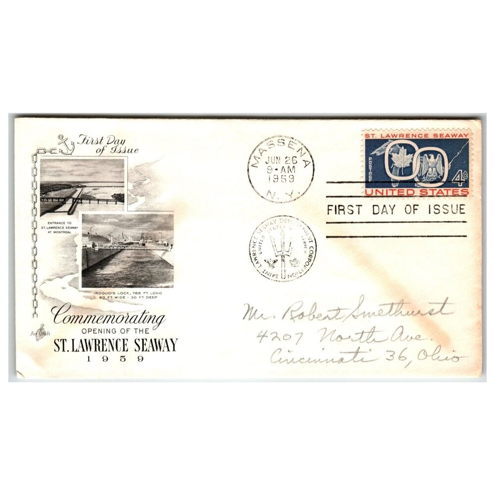 Scott #1131 1959 St. Lawrence Seaway First Day Cover FDC Artcraft Massena NY